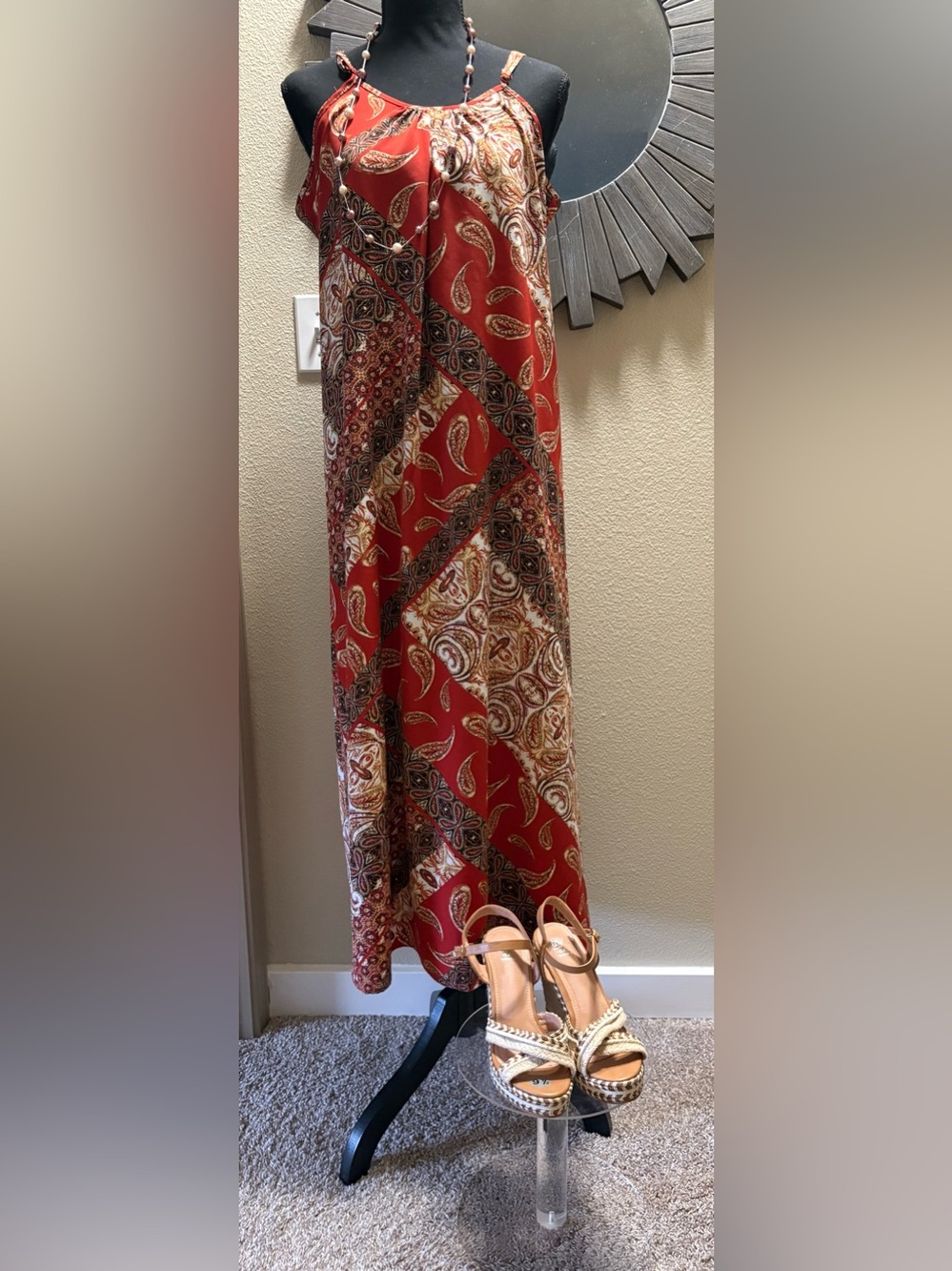 Pair sale! Printed Red Paisley Maxi Skirt